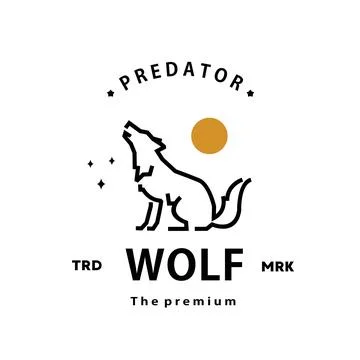 Wolf logo vector outline monoline art icon Stock Illustration
