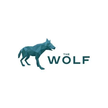 Wolf Low poly poligonyn style vector illustration logo in blue shades of the Stock Illustration