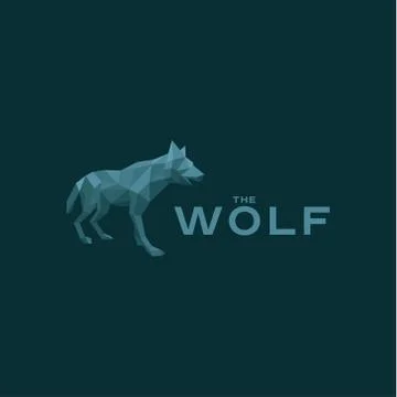 Wolf Low poly poligonyn style vector illustration logo in blue shades of the Stock Illustration