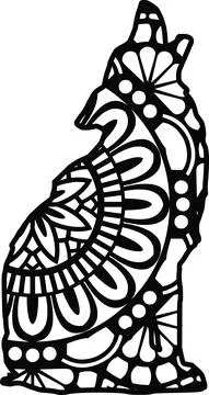 Wolf mandala Stock Illustration
