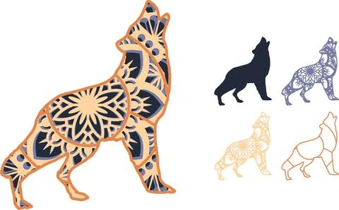 Wolf mandala Stock Illustration