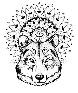 Wolf Mandala Vector Stock Illustration