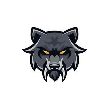 Wolf Mascot Logo Design Vector Template Stock Illustration