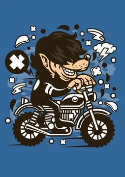 Wolf Motocrosser Stock Illustration