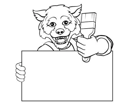 Wolf Painter Decorator Paint Brush Mascot Man イラスト素材