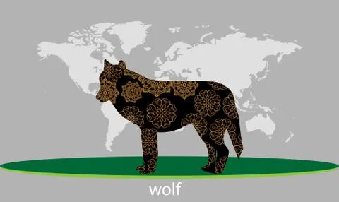 Wolf pattern silhouette Stock Illustration