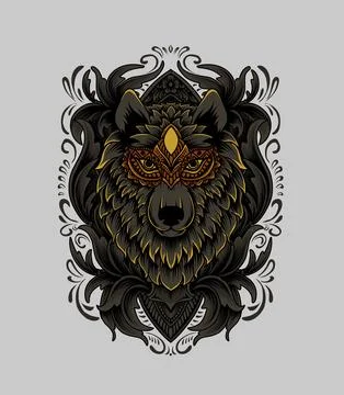 Wolf pattern T-shirt printing vector イラスト素材