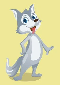 A wolf posing with smile Stock Illustration