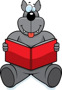 Wolf reading 스톡 일러스트