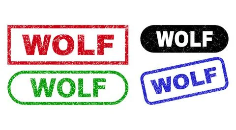 WOLF Rectangle Watermarks Using Scratched Surface Stock Illustration