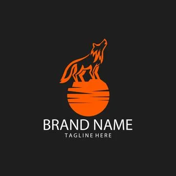 Wolf roar moon logo design vector Illustrazione stock