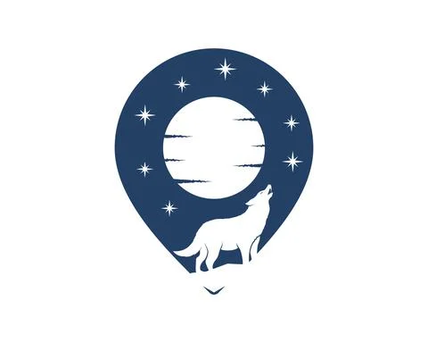 Wolf roar with pin location shape 스톡 일러스트