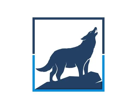Wolf roaring inside the square Stock Illustration