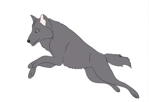 Wolf runs, image color, vector Stock Illustration