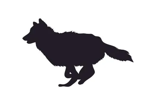 Wolf runs, image silhouette, vector Illustrazione stock