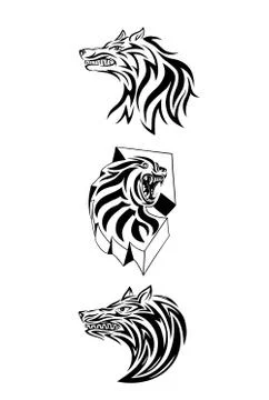 Wolf set tribal Stock Illustration