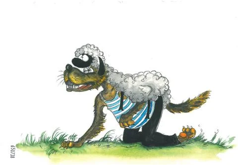 Wolf in sheep's clothing. Stock Illustration