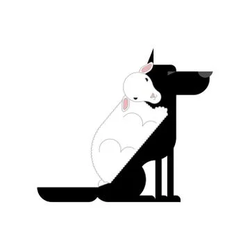 Wolf in sheep's clothing isolated. vector illustration Stock Illustration