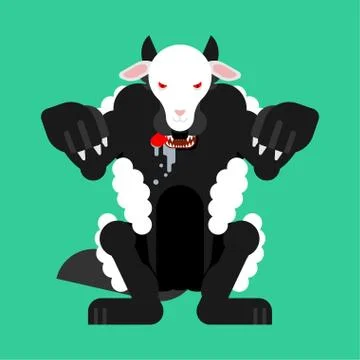 Wolf in sheep's clothing isolated. vector illustration Stock Illustration
