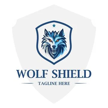 Wolf Shield Club Logo Vector Template Stock Illustration