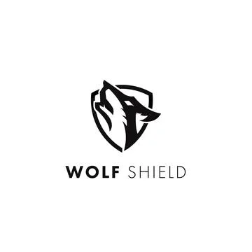 Wolf Shield Logo Design Template Flat Style Vector Stock Illustration