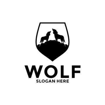 Wolf Shield Logo Vector, Wolf logo design template Stock Illustration
