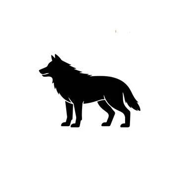 Wolf Silhouette Black Vector Icon Isolated on White Stock Illustration