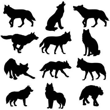 Wolf silhouette set Stock Illustration
