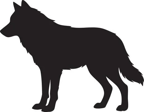 Wolf Silhouette Standing Profile Vector Illustration Illustrazione stock