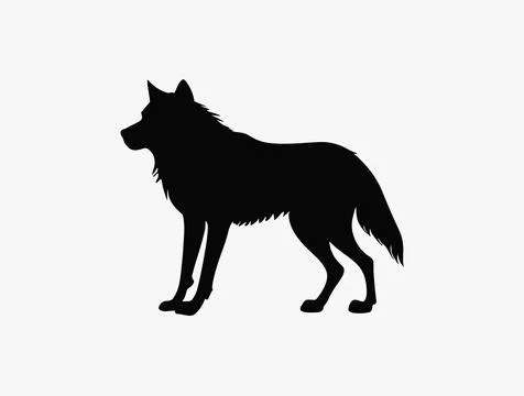 Wolf silhouette vector animal isolated illustration. Howl wolf icon silhouette Stock Illustration