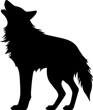 Wolf Silhouette Vector Illustration White Background Illustrazione stock