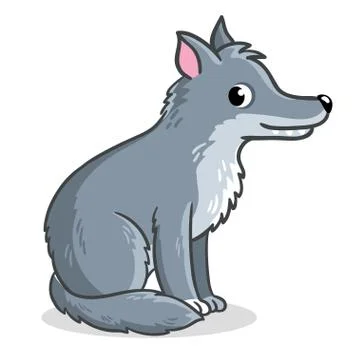 Wolf sits on a white background. Vector illustration Stock Illustration
