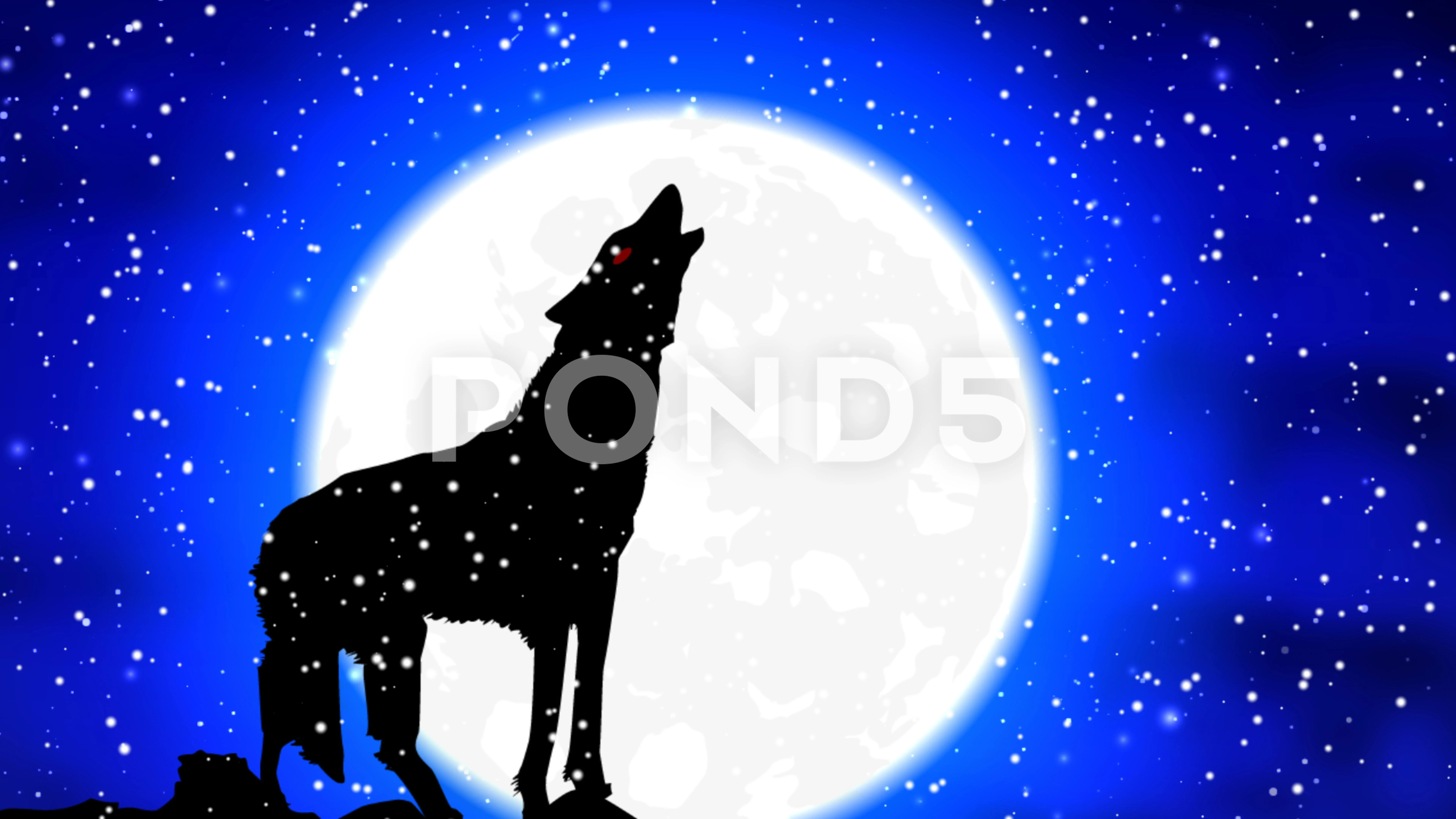 wolf howling at full moon drawing
