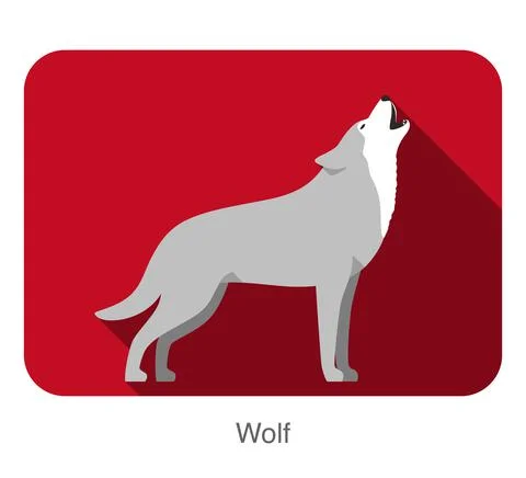 Wolf standing and roaring flat vector illustration Stock Illustration