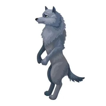 Wolf standing on its paws. Cartoon animal. Vector isolated illustration. Illustrazione stock