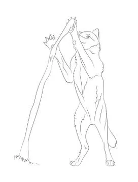 Wolf stands, lines, vector Stock Illustration