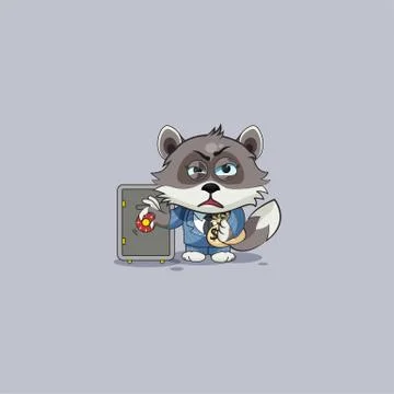 Wolf sticker emoticon open safe Stock Illustration