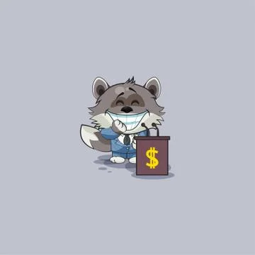 Wolf sticker emoticon speech about money Stock Illustration