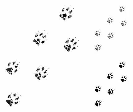 Wolf track Composition Icon of Raggy Pieces Stock Illustration