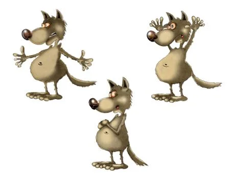 Wolf in various poses. Illustration for design on a white background. Stock Illustration