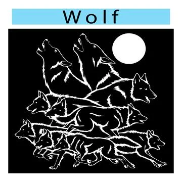 Wolf vector image, Wolf tattoo design Stock Illustration