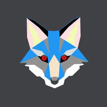 Wolf vector logo illustration in blue white color Stock Illustration