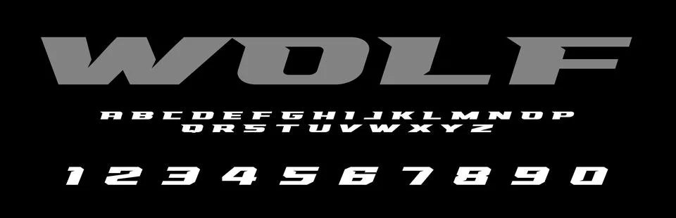 Wolf Vector Typography Lettering Bold Wildlife Font Design for Logos Stock Illustration