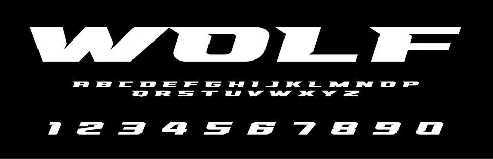 Wolf Vector Typography Lettering Bold Animal Font Design for Logos Graphics Stock Illustration
