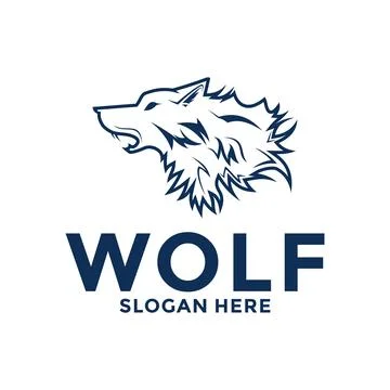 Wolf Vintage Logo Vector, Angry Wolf logo design template Stock Illustration