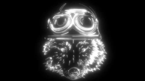 Wolf Vintage in neon style Stock Footage 276071363
