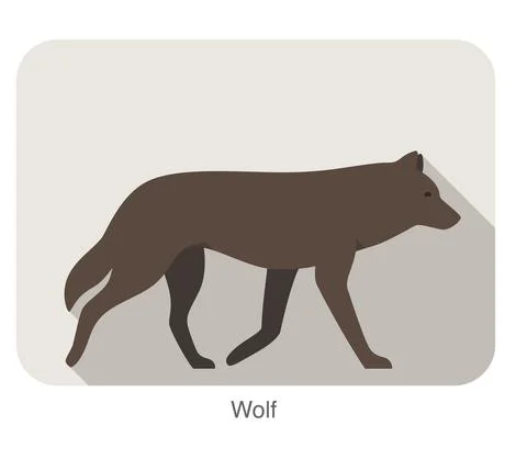 Wolf walking or running on the ground, vector illustration Stock Illustration