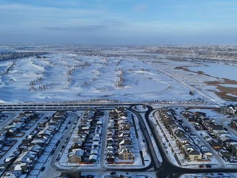 Wolf Willow Community, Calgary, Alberta, Canada. January 05,2026 Winter Stock Photos