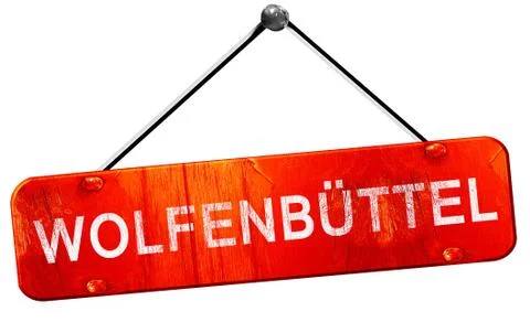 Wolfenbuttel, 3D rendering, a red hanging sign Stock Illustration