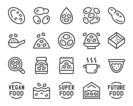 Wolffia globosa line icon set イラスト素材